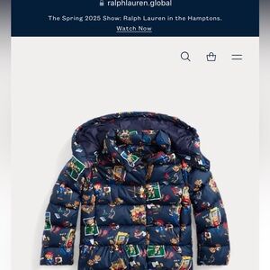 Ralph Lauren Polo Bear Water Repellent Down Jacket. Girls Size 5